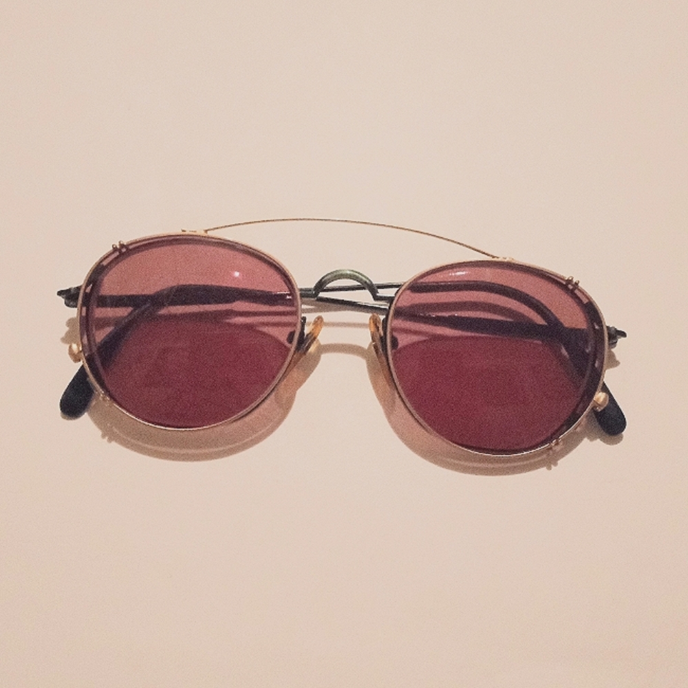 Jean Paul Gaultier Unisex Vintage Round ish Eyeglasses With Sun Clip